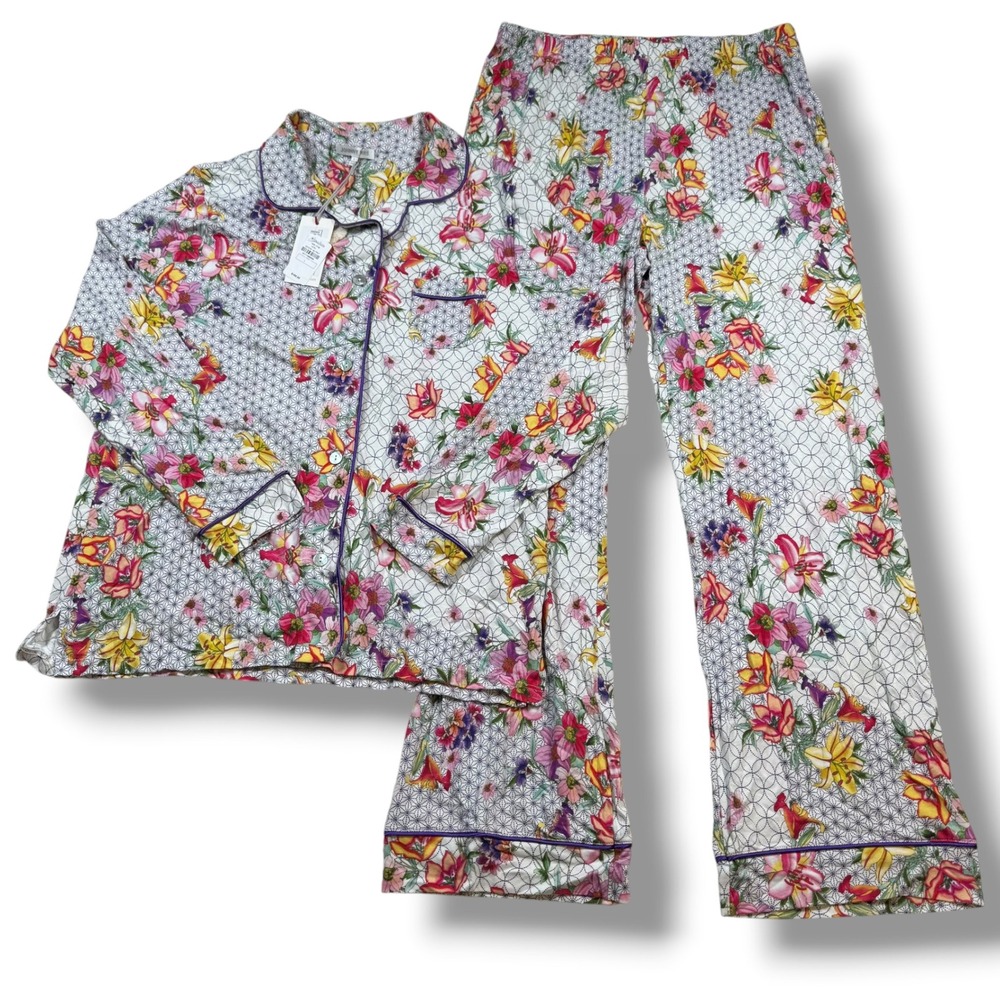 Johnny Was Sleep Set Women's Large Domoto Floral Pima Cotton Pajamas NEW
